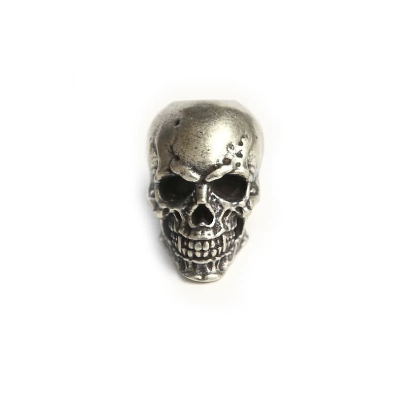 Tête de crâne couteau en laiton perle Punk EDC extérieur bricolage paracorde tissé lanière pendentif