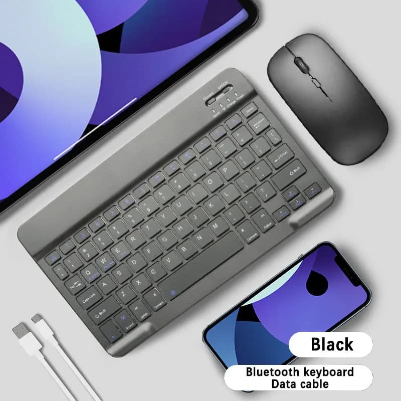 Clavier et souris Bluetooth, pour iPad, Mac, téléphone Android, tablette, bureau mince, Mini clavier
