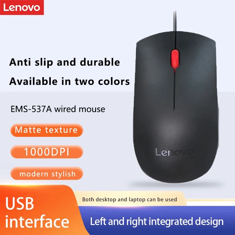 Souris Lenovo Mouse Ems-537A Souris filaire Souris de bureau Noir