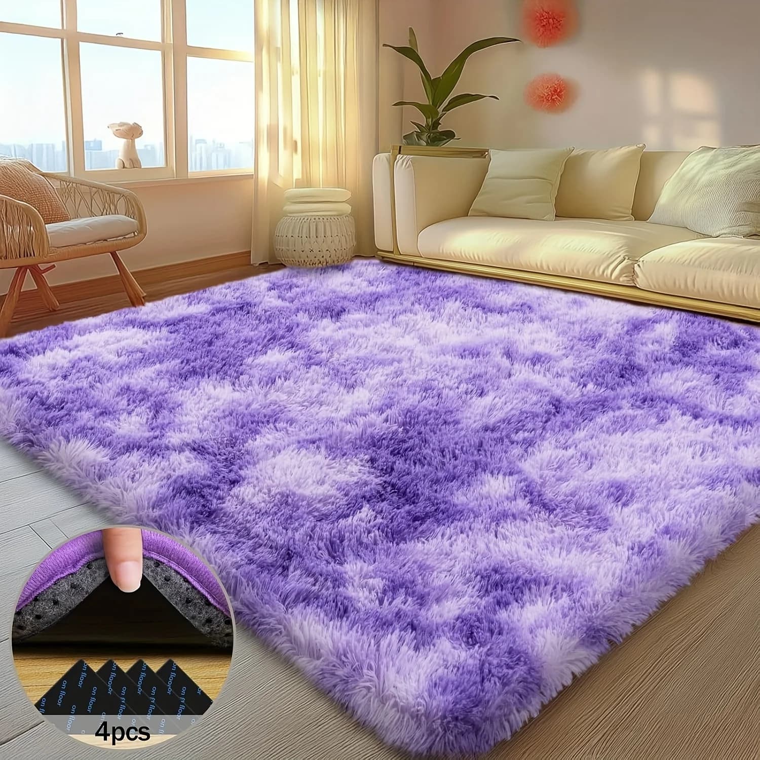 VIKAMA – tapis violet soyeux de rêve, haut de gamme, pour salon, chambre de filles, chevet, chaud, l