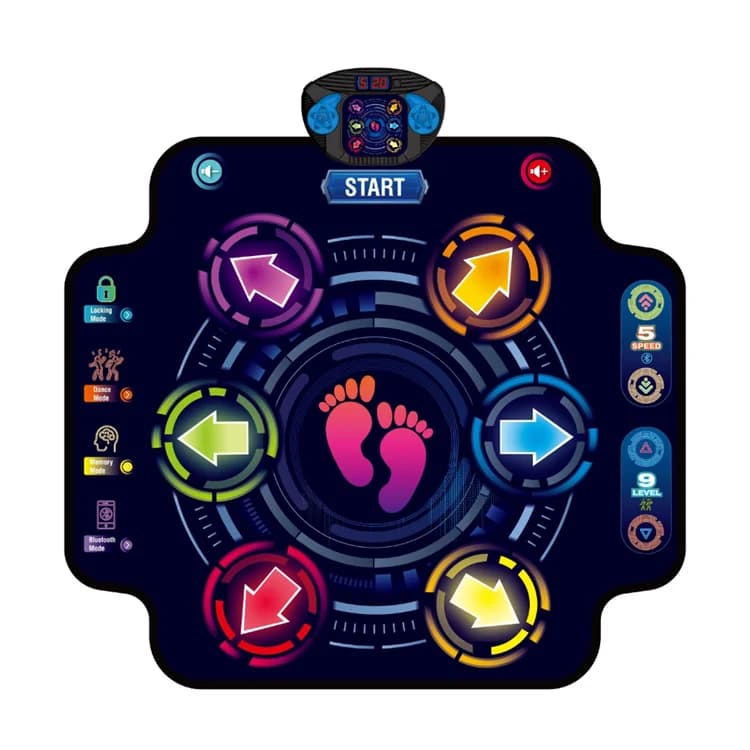 Tapis de danse Bluetooth avec six touches de flèche pour jouer directionnel et lumières LED, jeu de 