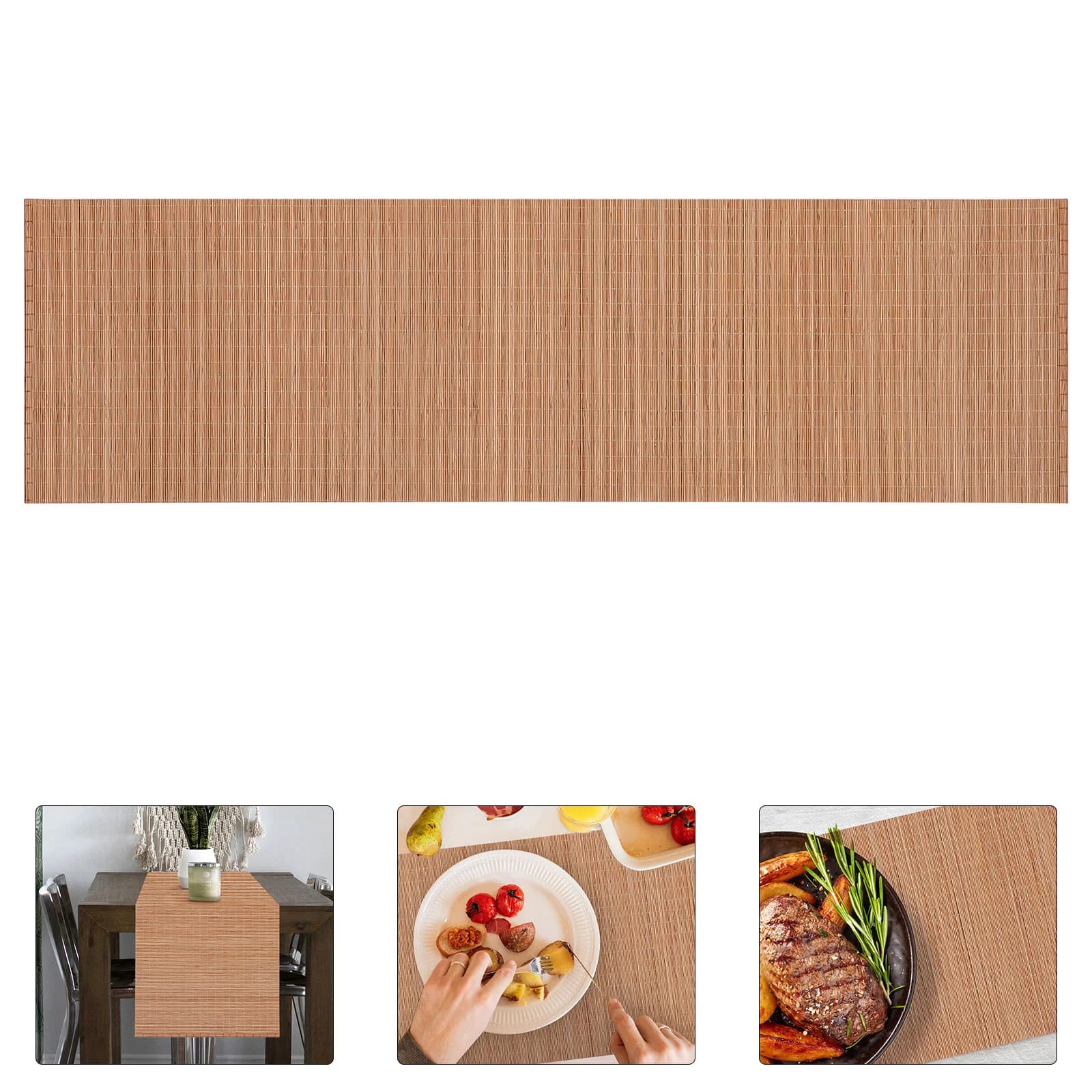 Tapis à thé en bambou, chemin de Table pour maison, rideau de café, napperon, coussin rectangulaire