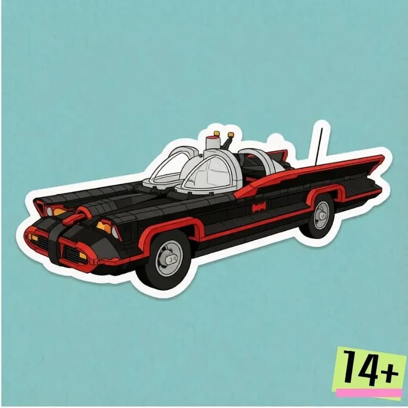Modèle de supercar Batmobile, ornement, cadeaux d'anniversaire et de fêtes, série 1822 pièces, jouet
