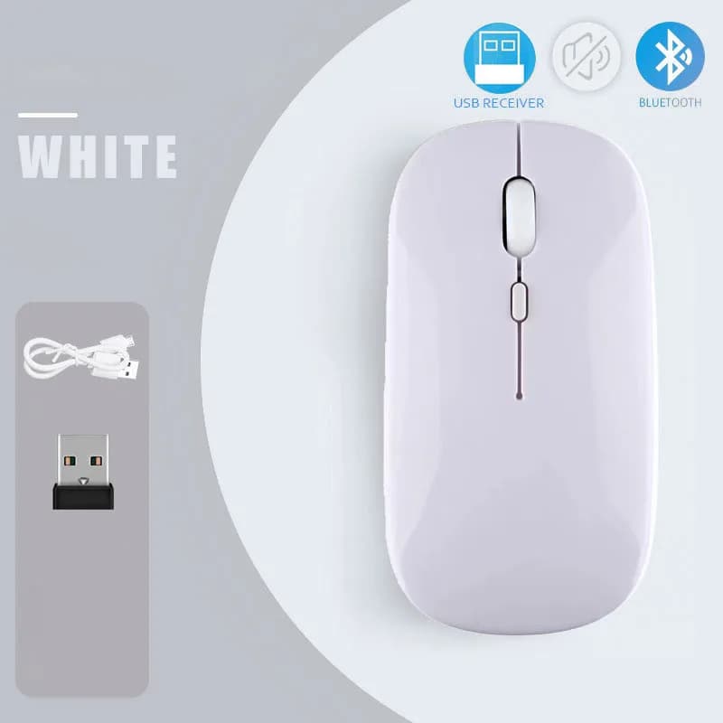 Souris sans fil Bluetooth 5.0 pour tablette et ordinateur portable, Ultra fine, rechargeable, 2.4GHz
