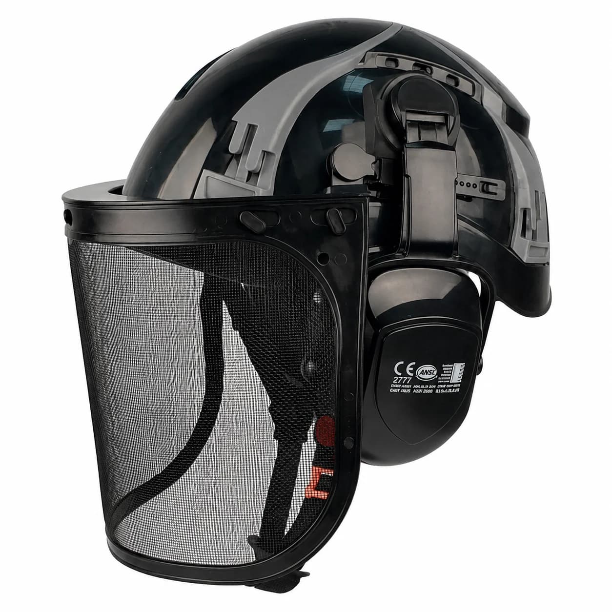 Casque de sécurité forestière CE 3-en-1 avec protection visage en maille, protège-oreilles et casque