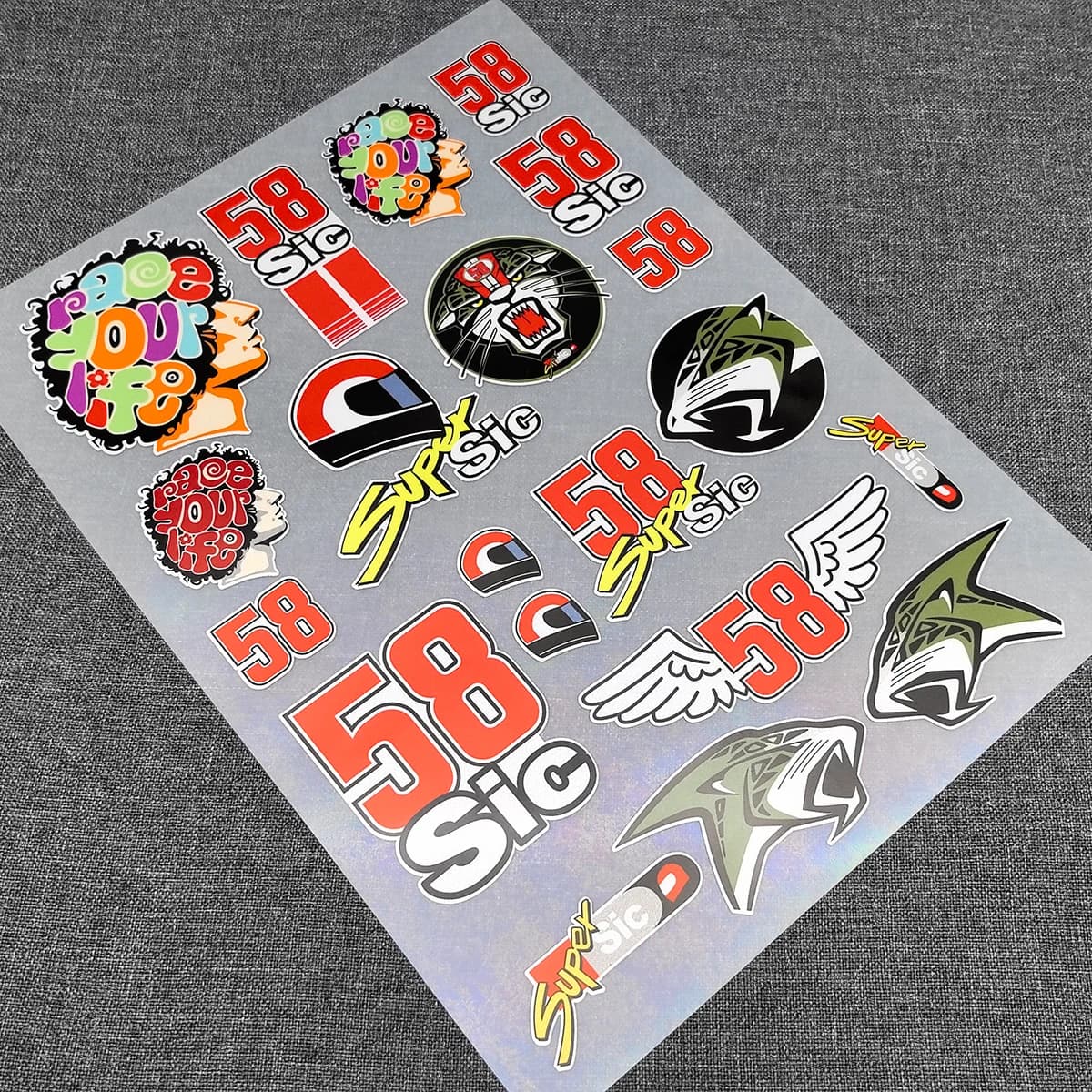 Ensemble d'autocollants M-Marco Simoncelli 58 Super Sic, 20 pièces, autocollants imprimés et découpé