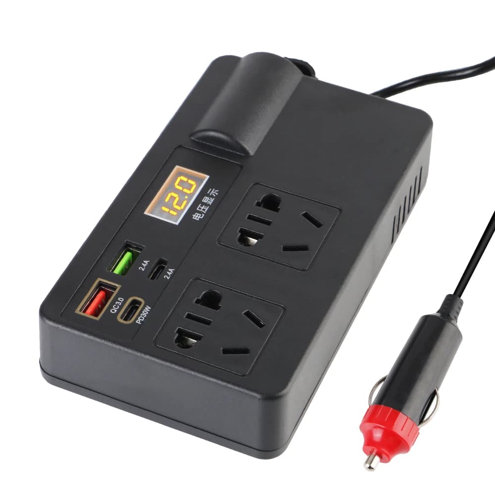 Onduleur solaire monté sur voiture, 220W, transformateur de tension USB, Portable, Conversion DC 12V