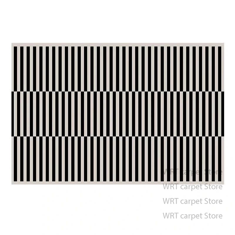Tapis moderne à rayures noires et blanches, décoration minimaliste pour chambre à coucher, chevet, c