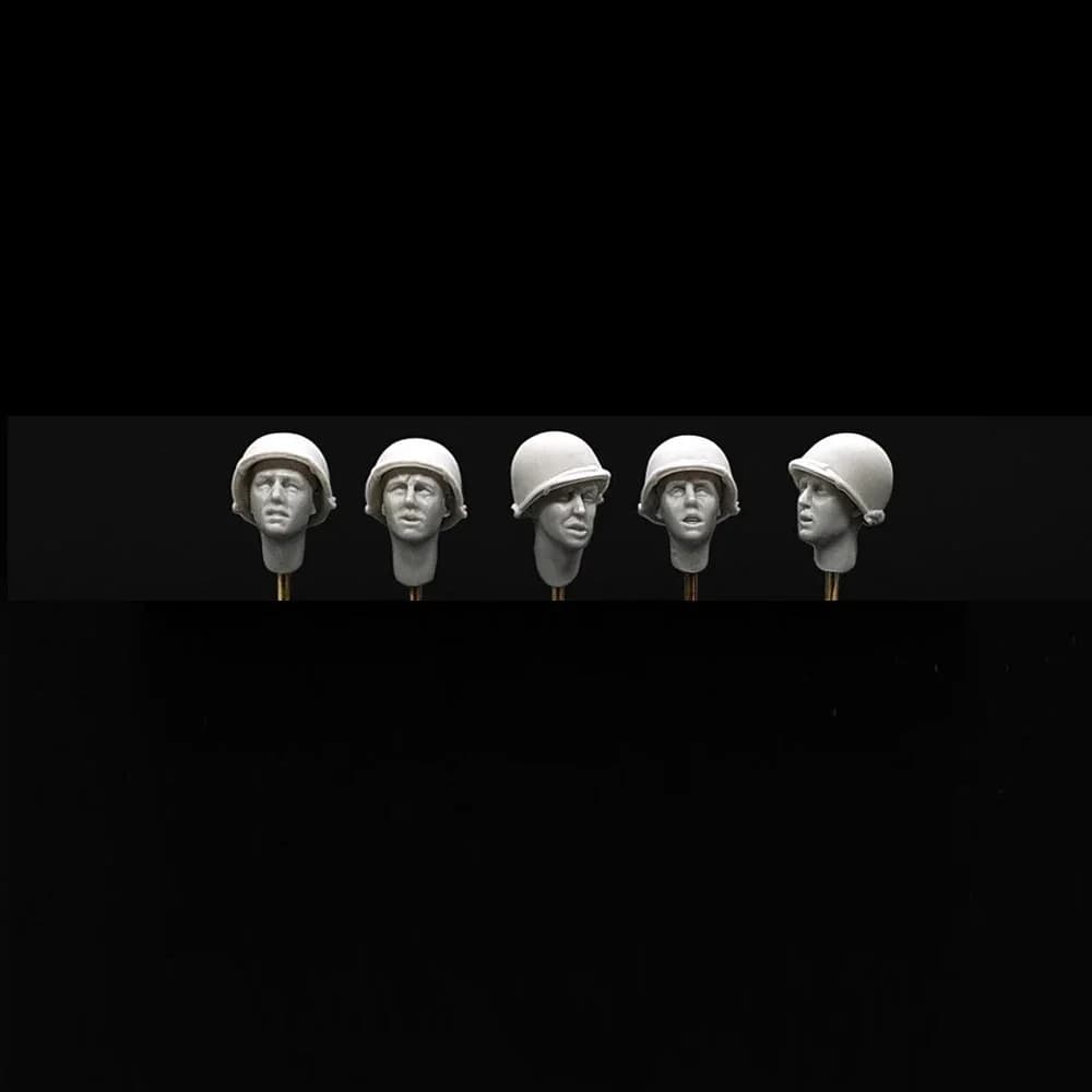 Casque US M1 1/35 Tense Faces Heads (5 pièces), figurine de soldat en résine, thèmes militaires, kit