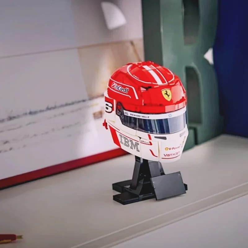 Casque de F1 Charles Leclerc en blocs de construction, casque de course réaliste, modèle à assembler