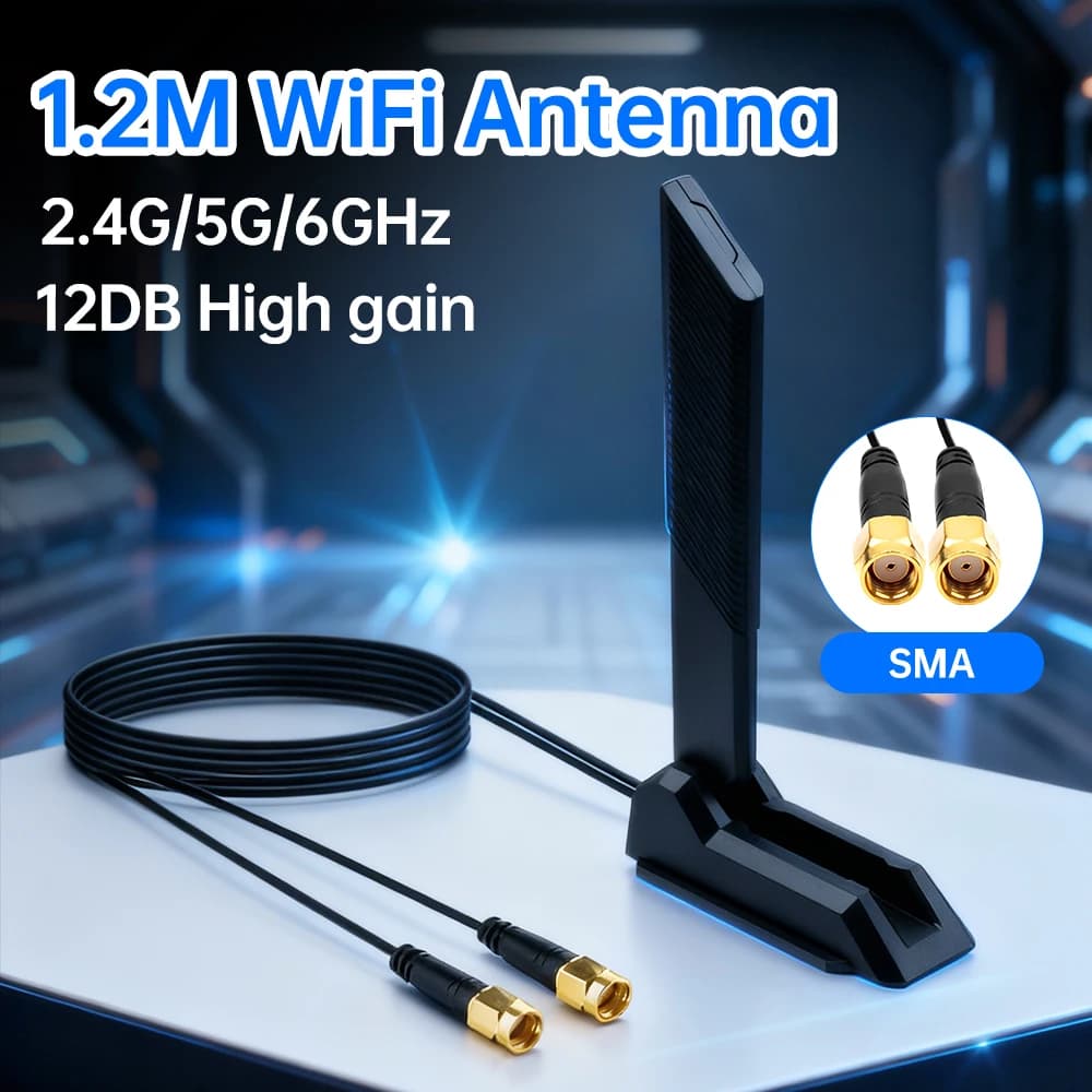 Antenne WiFi externe WiFi 6E 2.4G/5G/6G, récepteur de Signal magnétique réglable 12DBi à gain élevé