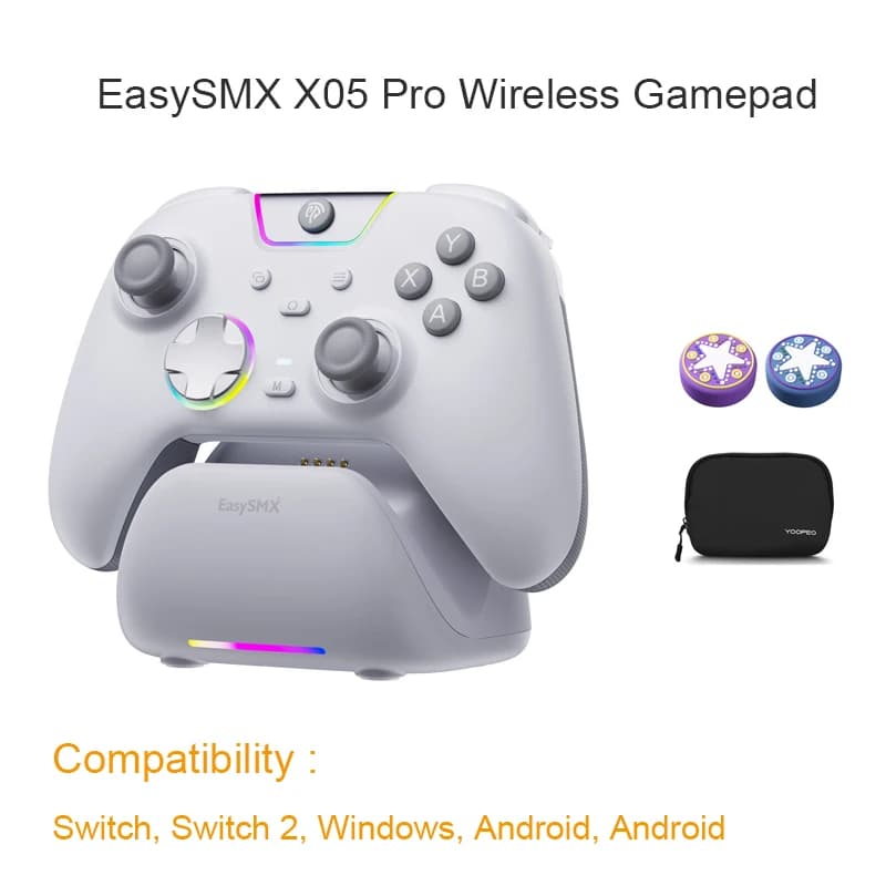 Manette de jeu sans fil EasySMX X05 Pro, manette avec station de charge pour PC Nintendo Switch iOS 