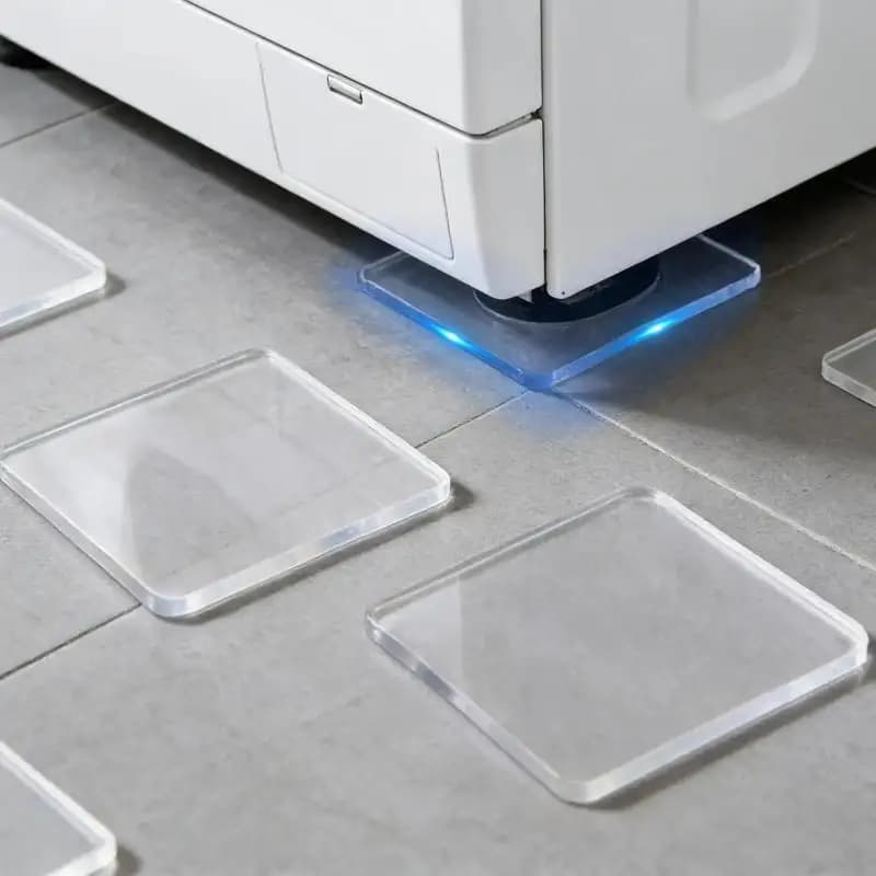Lot de 4 patins auto-adhésifs transparents anti-vibration et anti-choc pour machine à laver, silenci