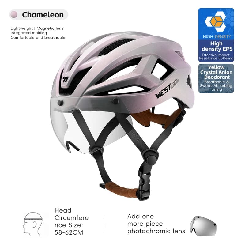 WEST BIKING – casque de cyclisme avec 2 lunettes magnétiques, chapeau Aero sûr moulé intégralement, 
