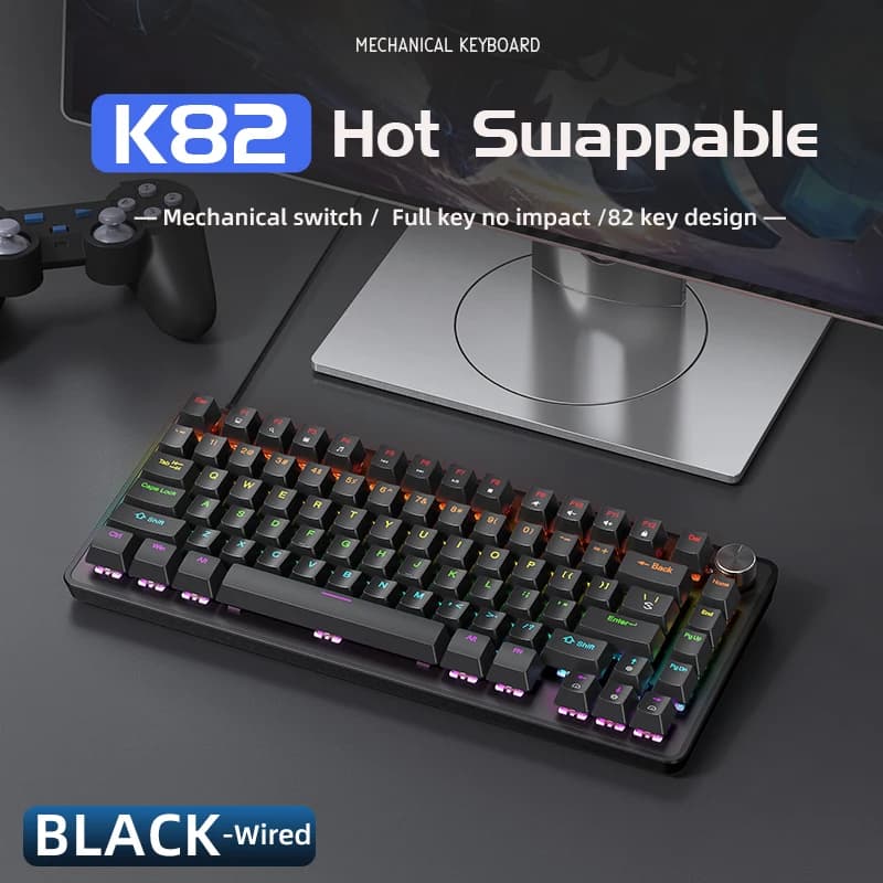 APAYDO K82 75% clavier mécanique filaire, rétro-éclairage rvb, commutateurs bleus remplaçables à cha