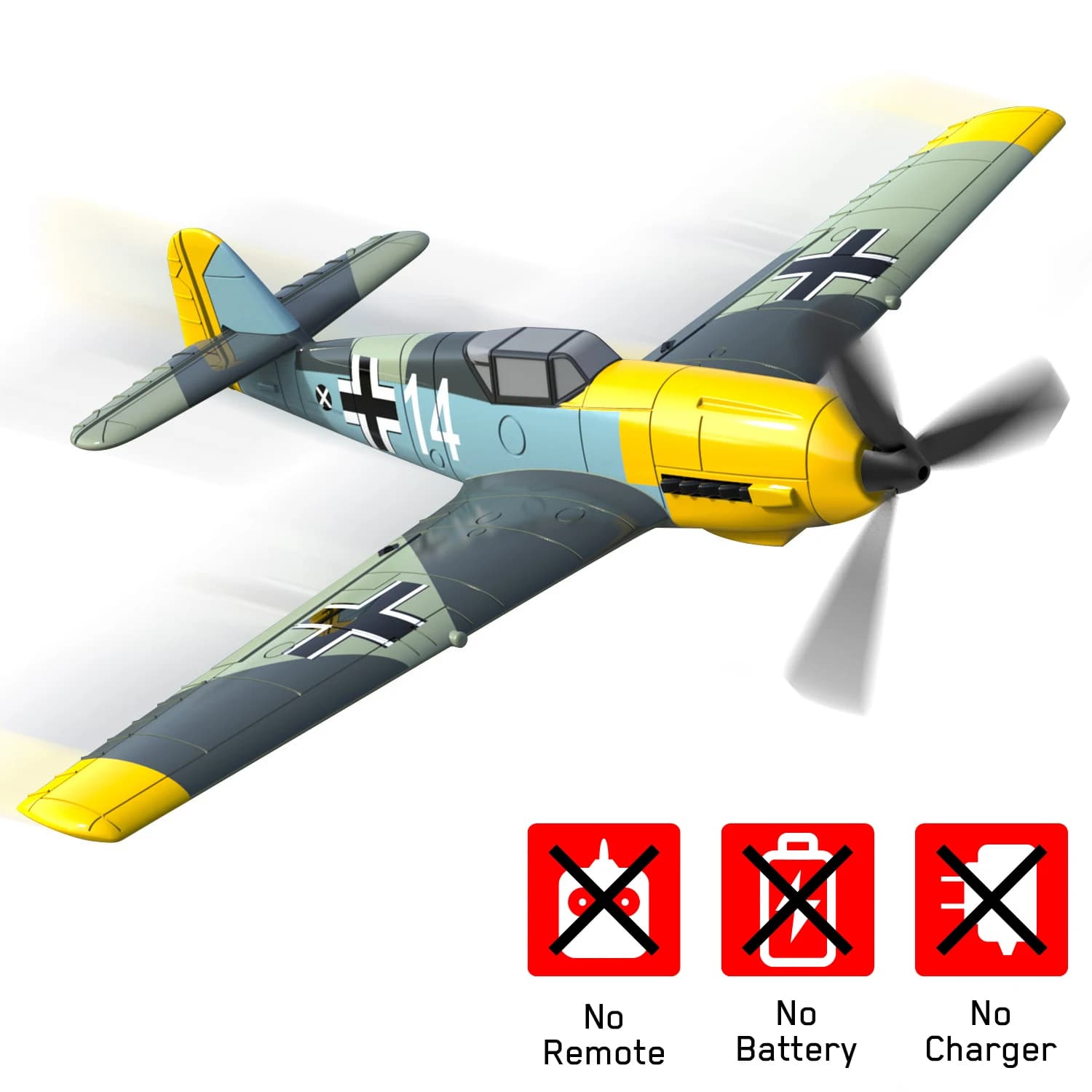 Avion de voltige télécommandé à une clé, avion en mousse EPP, chasseur RC, BF109, 2.4G, 4CH, envergu