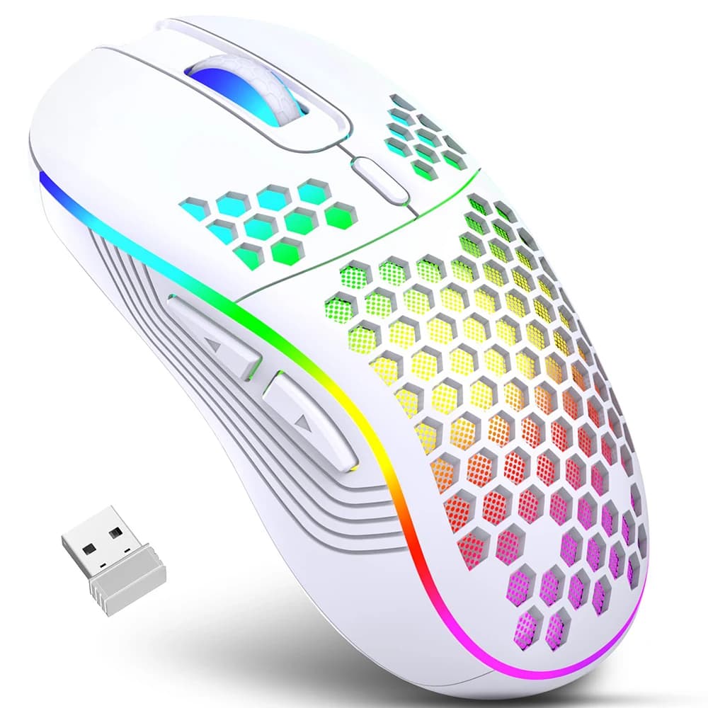 Fournitures de bureau souris de jeu sans fil 2.4G souris de chargement d'éclairage rvb avec concepti