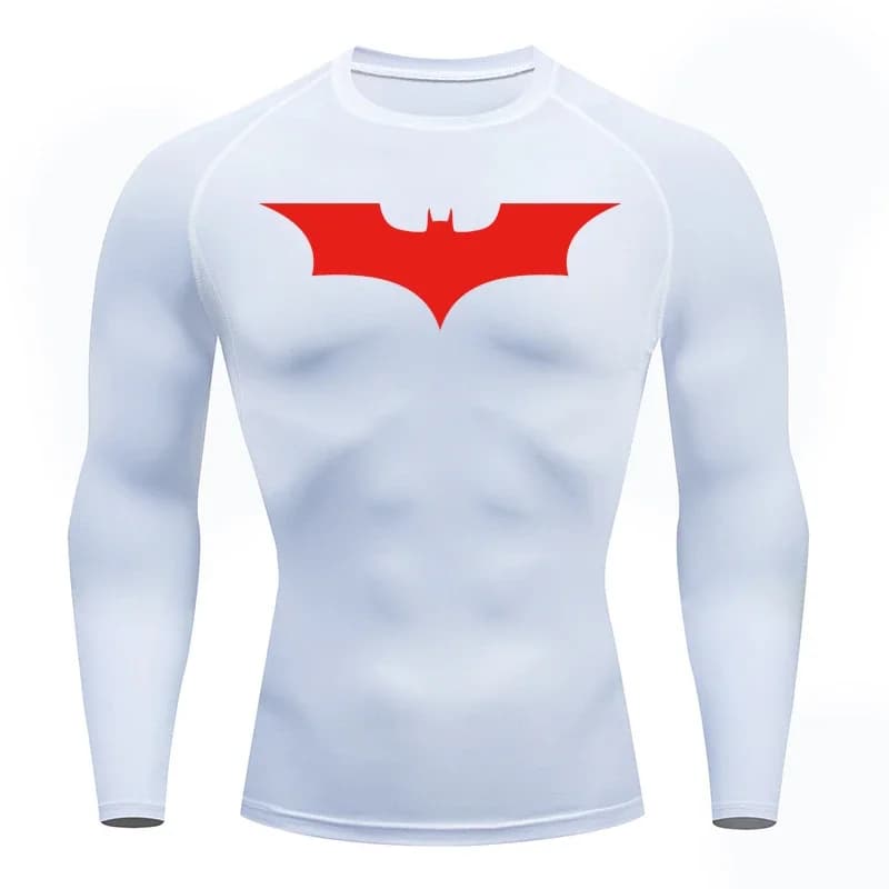Chemises de Compression à manches longues imprimées chauve-souris pour hommes, t-shirts d'entraîneme