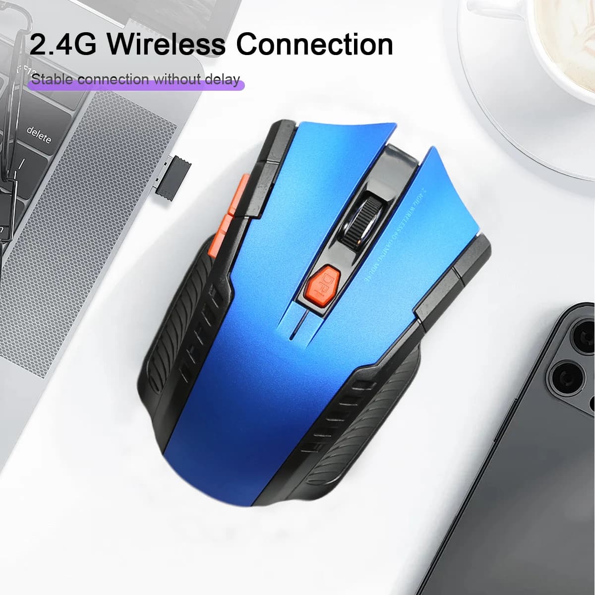 Souris sans fil ergonomique 2.4G, 6 boutons, Portable, avec récepteur USB, pour jeu, PC, ordinateur 