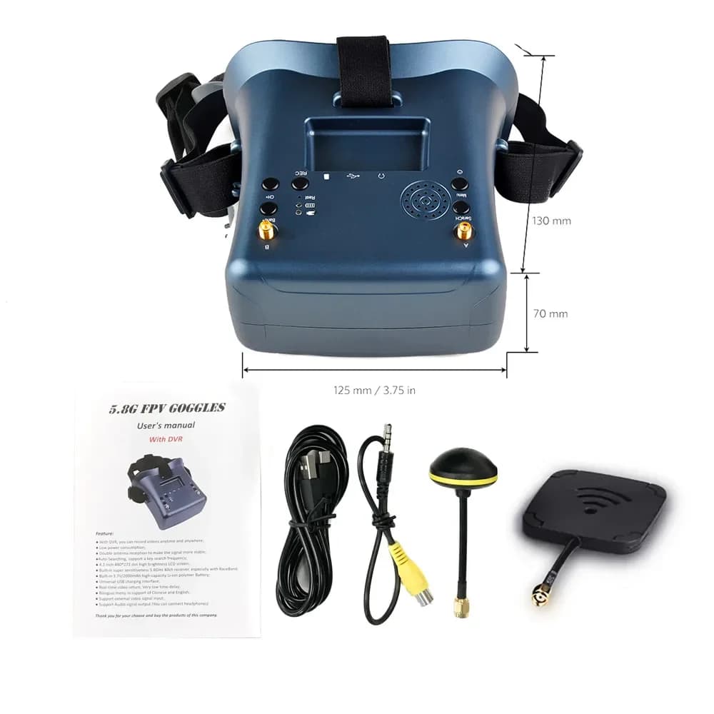 5.8G 40CH 4.3 pouces 800*480 casque vidéo HD DVR diversité FPV lunettes avec batterie pour EV800D RC
