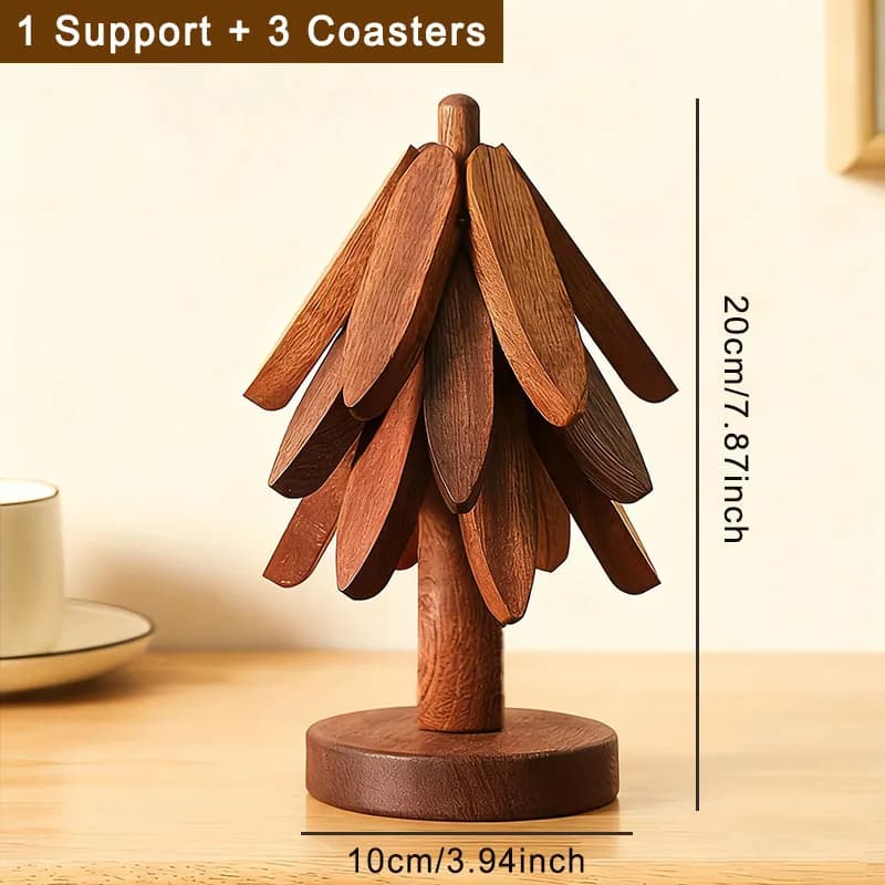 Support Design d'arbre dessous de plat en bois de bambou, tapis de Table décoratif Anti-brûlure rési