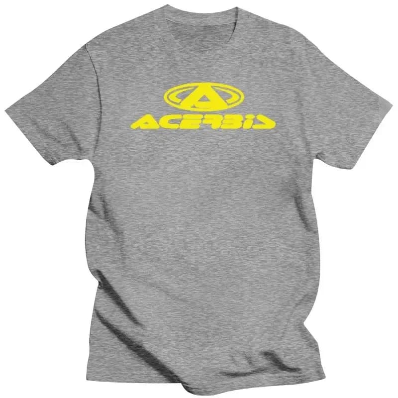 T-shirt à manches courtes pour homme Acerbis, gris, logo jaune, respirant, séchage rapide, tee-shirt