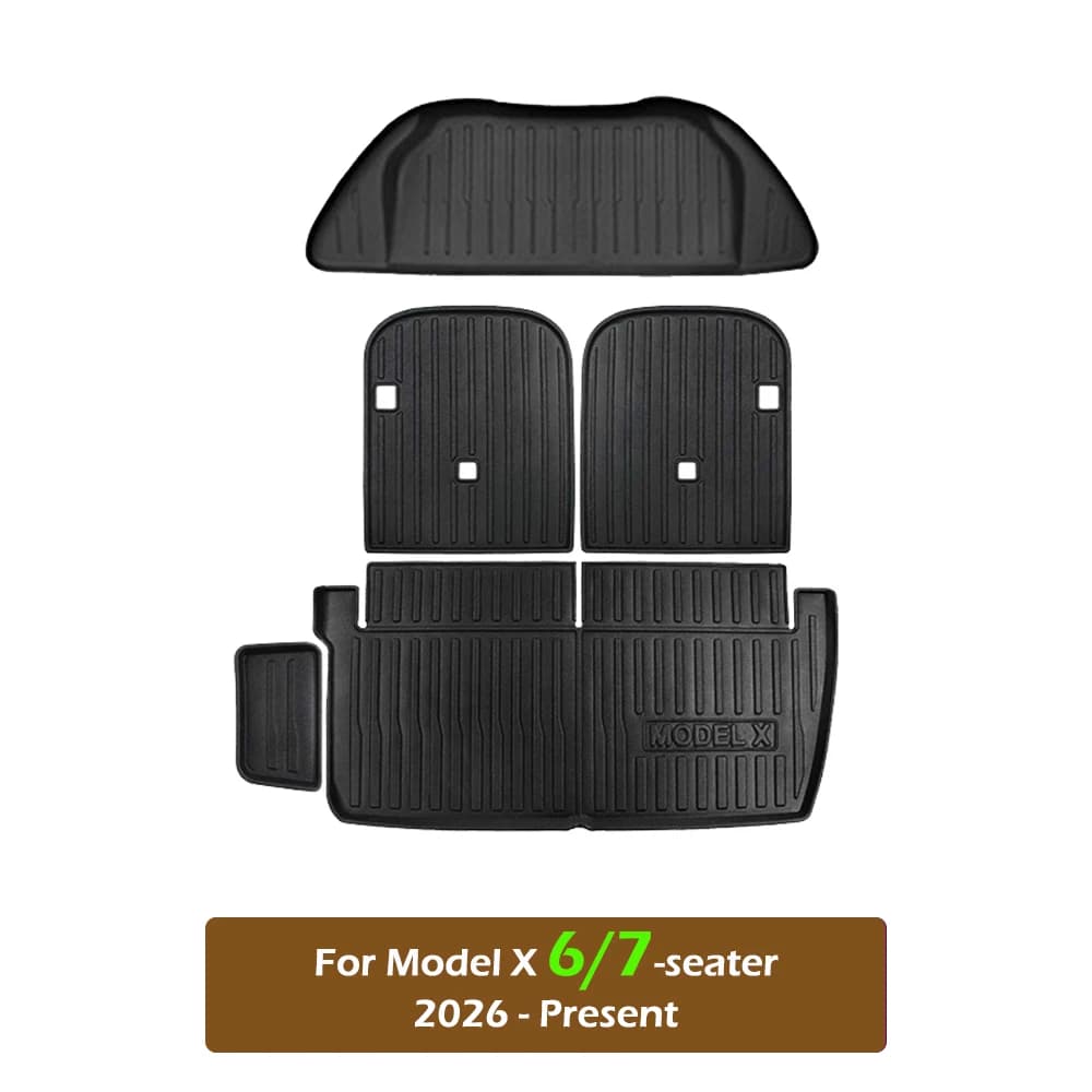 Ensemble de tapis de sol en TPE pour Tesla Model X 2026 (5, 6 ou 7 places) – Tapis de sol toutes sai