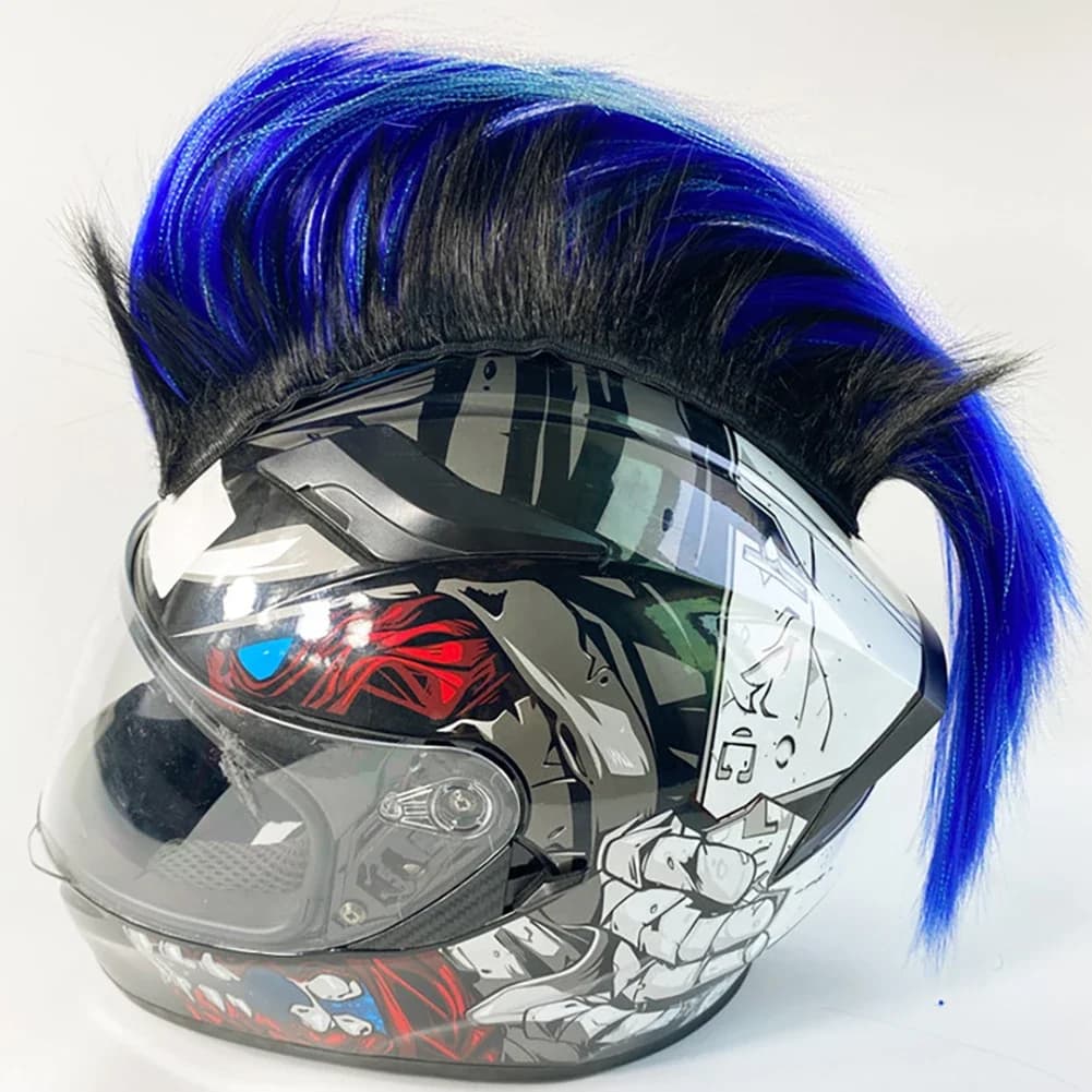 Personnalité créative moto casque électrique décoration Mohawk perruque moto casque accessoires auto
