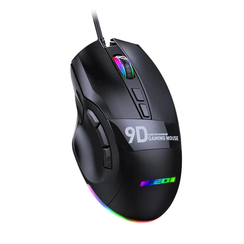 Souris de jeu à programmation macro, 7200 DPI, rétroéclairage couleur, bouton de tir, 9 touches, sou