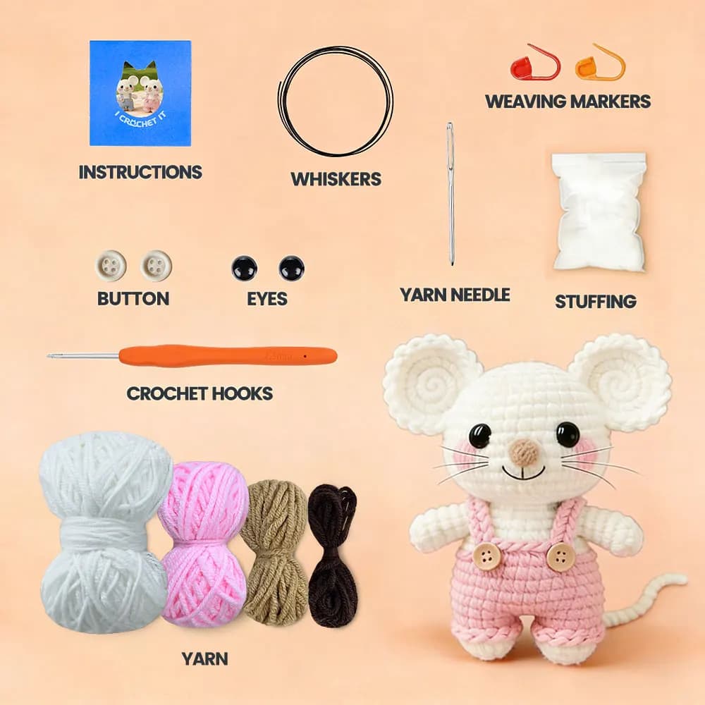Kit de crochet, Kit de démarrage au crochet pour débutants adultes, Kits de crochet Amigurumi, Kit d