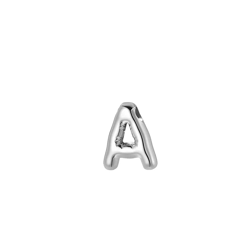 Breloque ballon en acier inoxydable argenté, 26 lettres, pendentif Initial, bijoux Alphabet personna