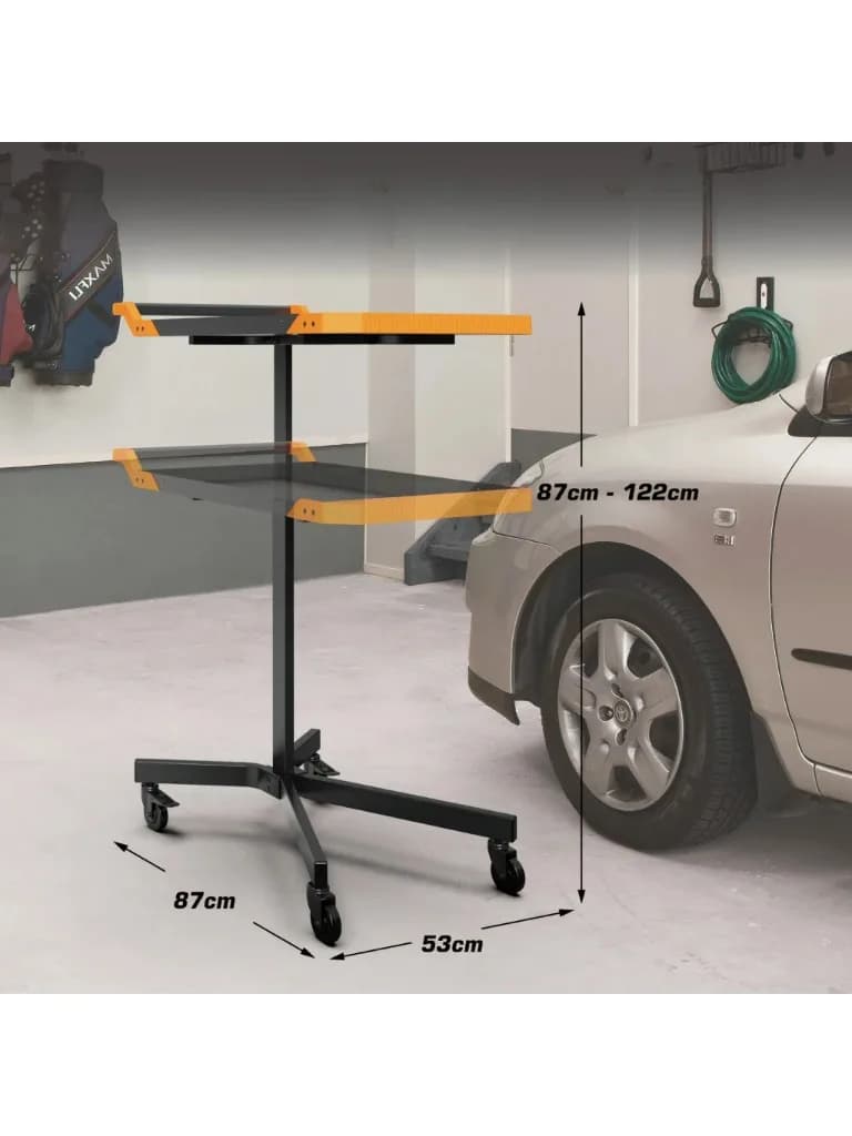 Table de travail mobile à hauteur réglable avec roulettes, chariot à outils roulant portable pour ga
