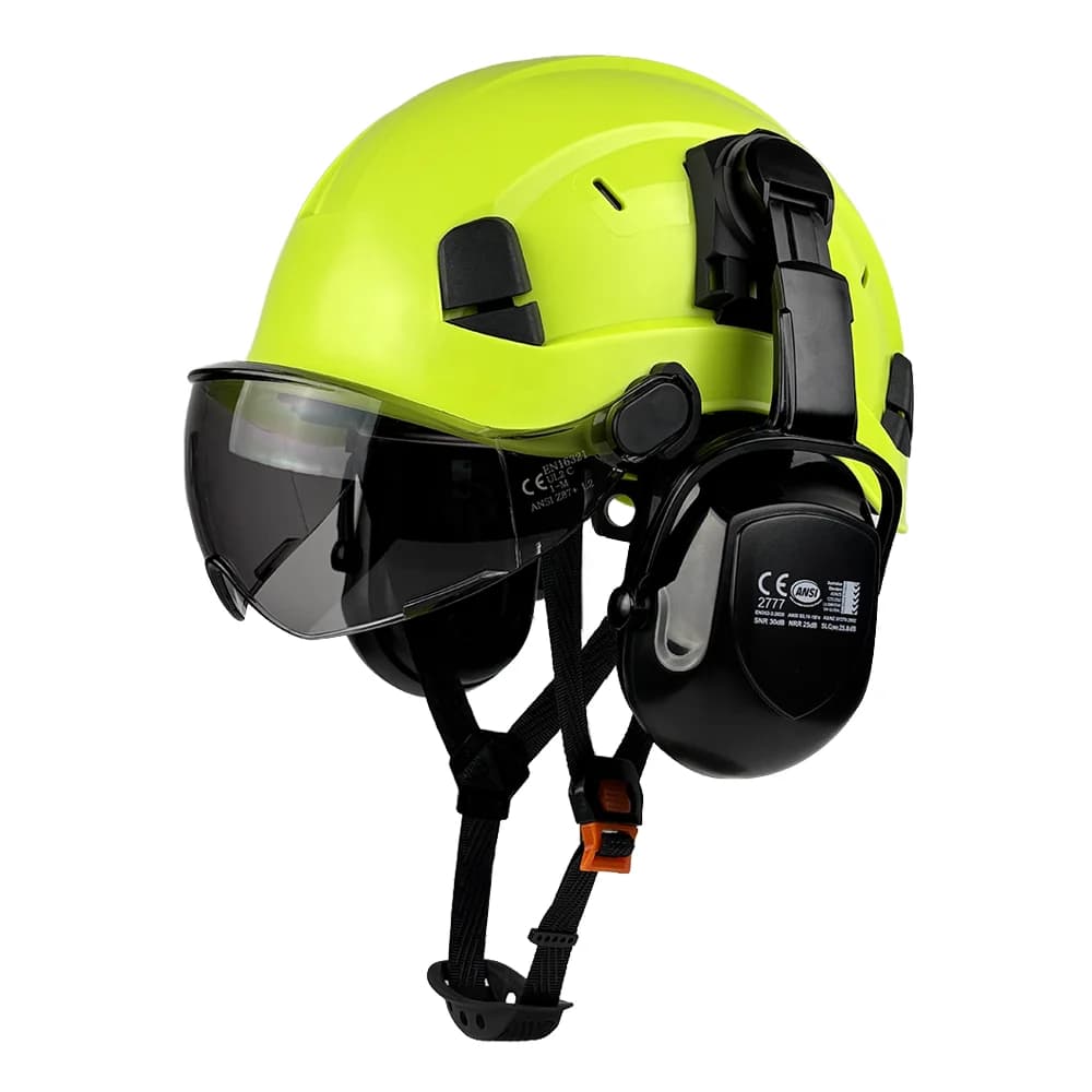 Casque de sécurité CE avec pare-soleil, lunettes de protection, protège-oreilles, casque léger en AB