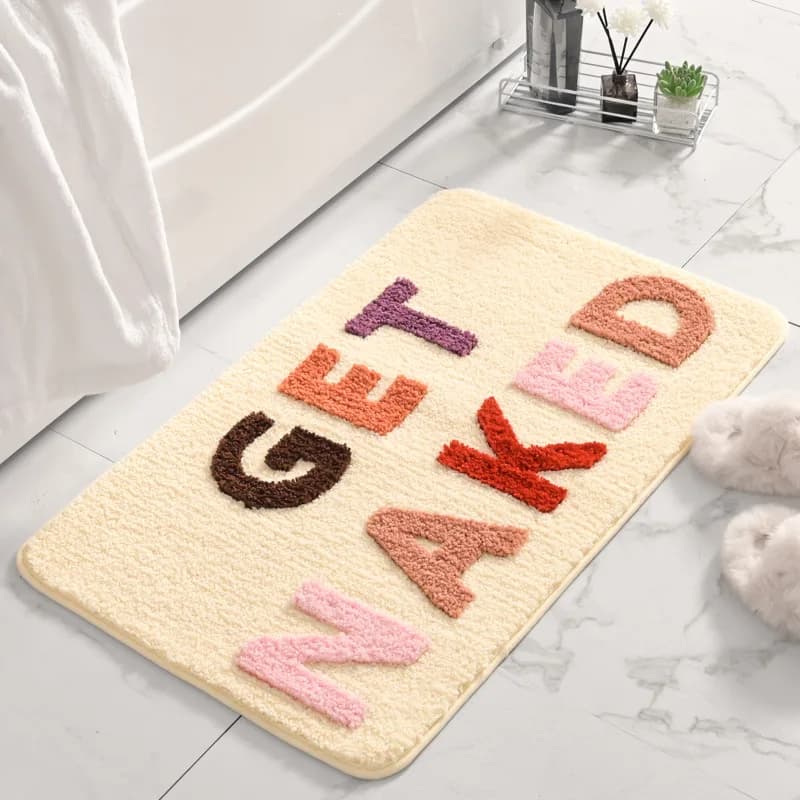 Get Naked Runner – tapis de salle de bain noir et blanc, mignon, Long Get Naked, décor de salle de b