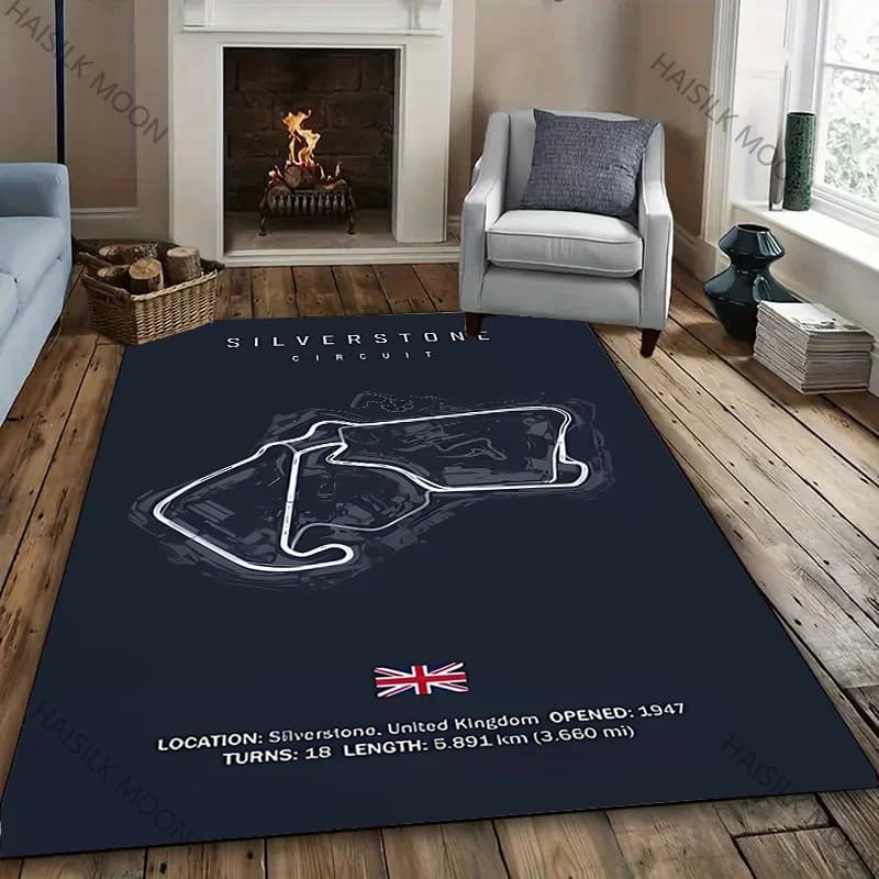 Tapis en flanelle imprimé avec la carte de la piste du Nürburgring, thème de course automobile, tapi