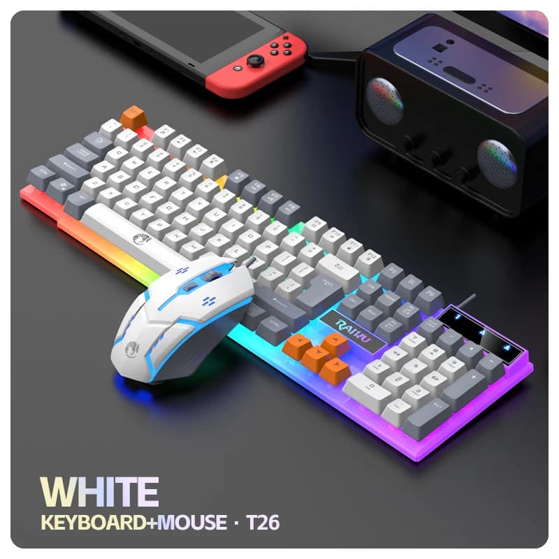 RAIKU T26 clavier lumineux trois tons souris filaire mécanique tactile souris de jeu ensemble de cla
