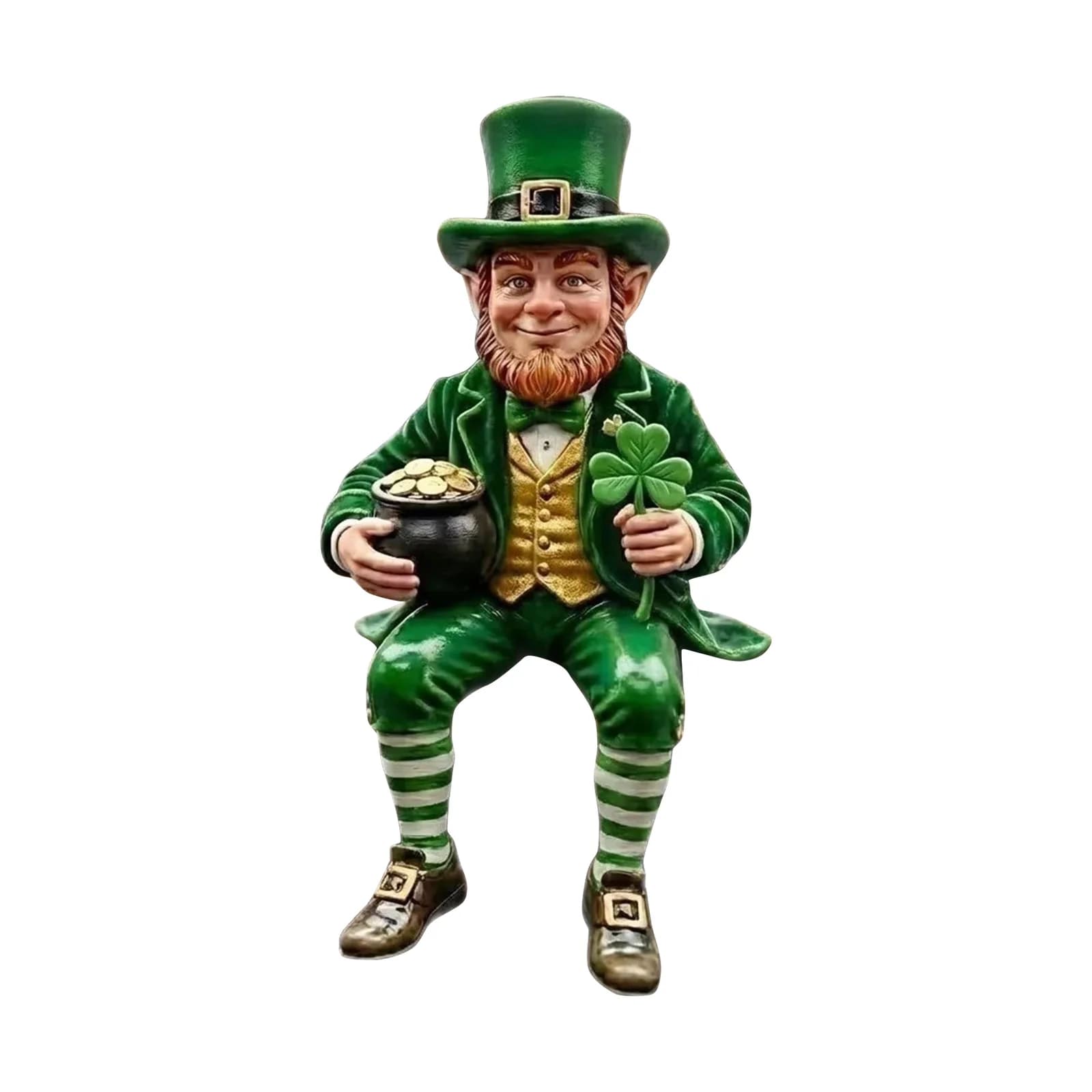 Figurine du lutin de la Saint-Patrick, figurine décorative porte-bonheur trèfle irlandais, ornement 
