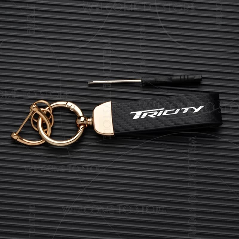 Pour Tricity 125 155 300 TRICITY Logo emblème moto en Fiber de carbone cuir en alliage de Zinc porte
