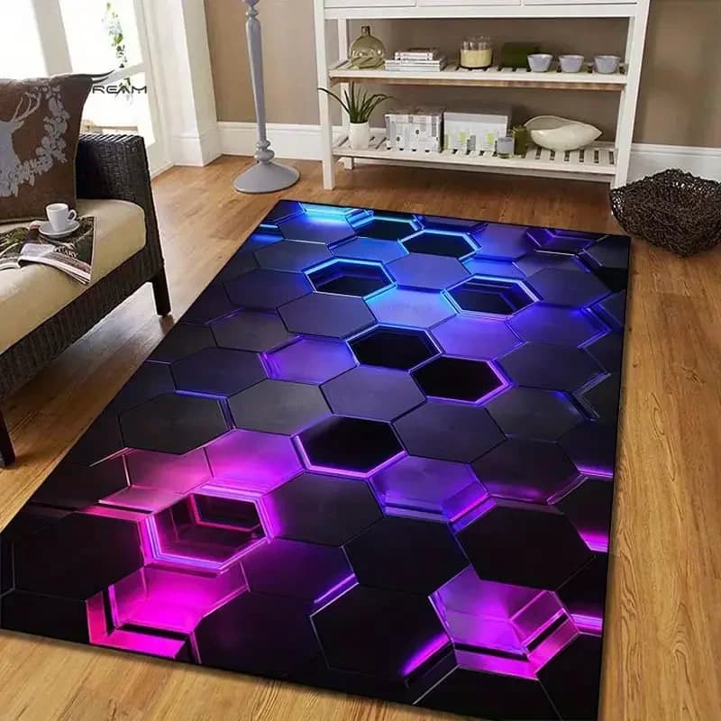 VIKAMA – tapis de jeu hexagonal 3D, antidérapant, Esports, pour chambre à coucher, salon, décor mode