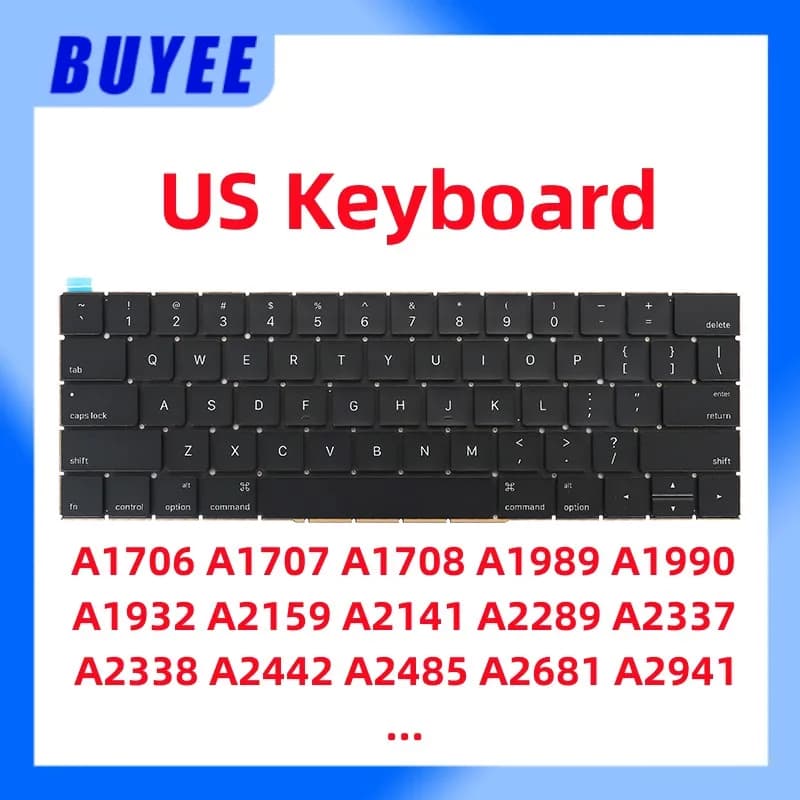Clavier américain pour MacPle, A1706, A1707, A1708, A1989, A1990, A1932, A2159, A2141, A2289, A2337,