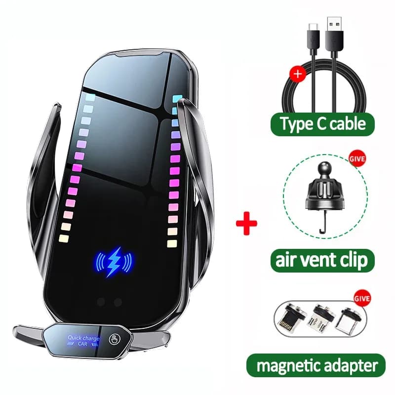 Support de téléphone magnétique sans fil pour voiture avec chargeur rapide à induction infrarouge po