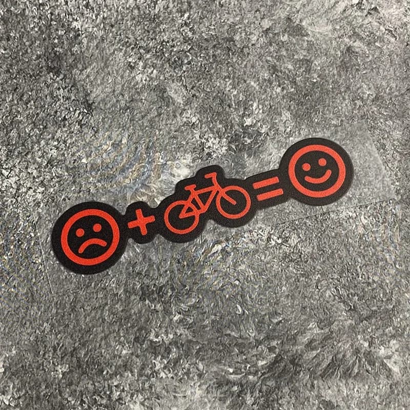 1 autocollants de vélo Emoji Equation - "Sad + Bicycle = Happy", idéaux pour les amateurs de vélo