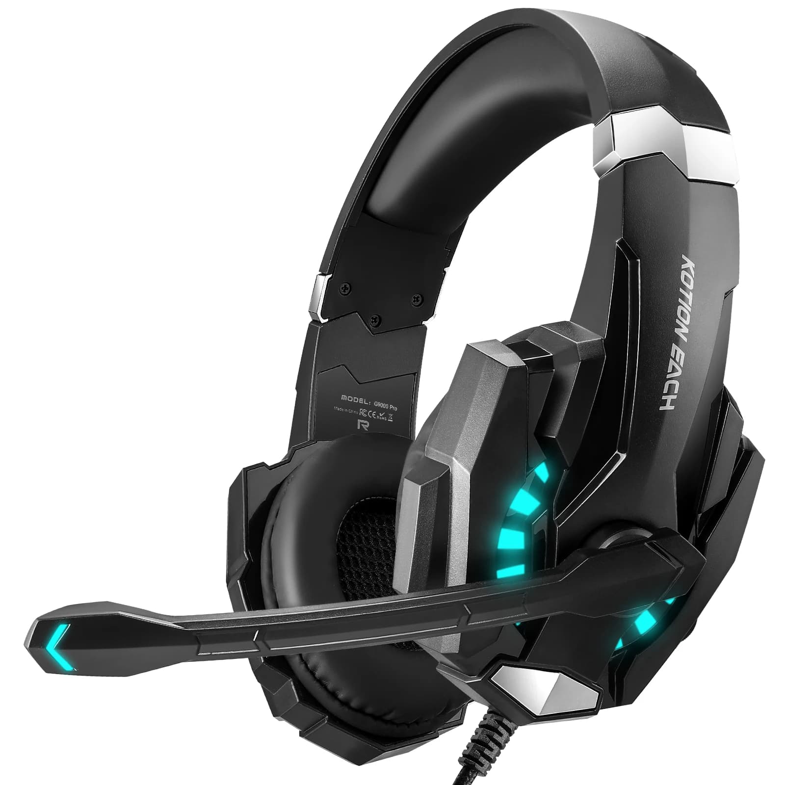 Casque de jeu filaire G9000 Pro, avec micro antibruit, lumière Led, son stéréo, pour Ps4, Pc, Xbox O
