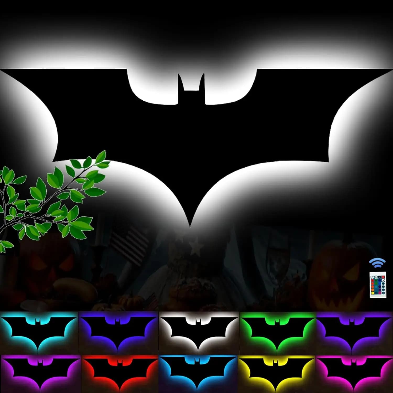 Lampe chauve-souris néon Led chauve-souris Signal veilleuse 16 couleurs réglable homme grotte fête m
