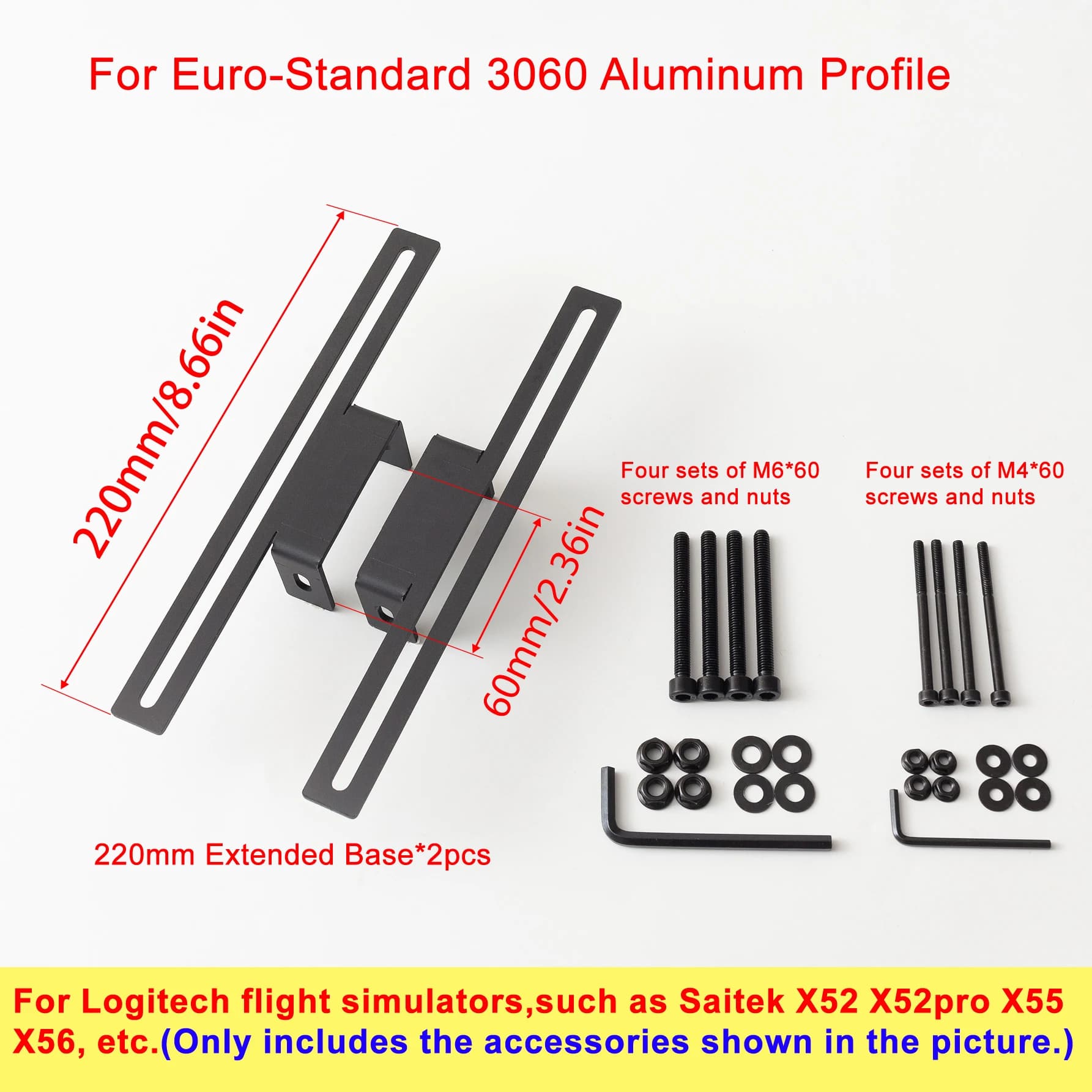 Accessoires pour simulateur de vol, support de montage sur bureau, base étendue pour Logitech Saitek