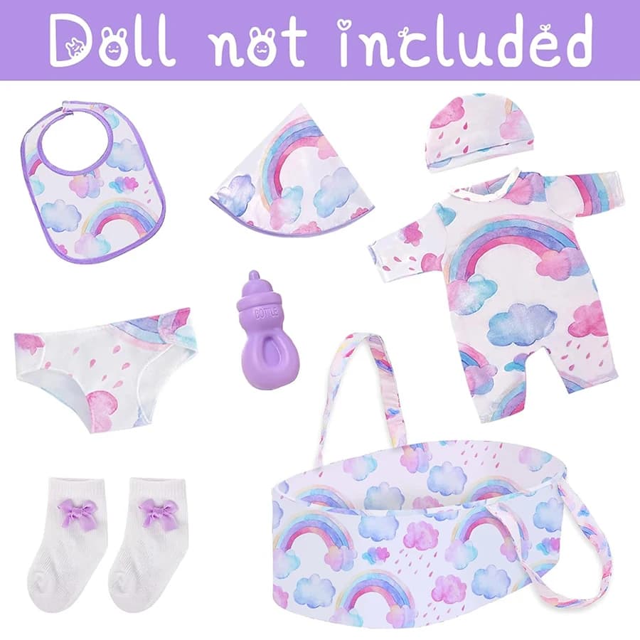 Ensemble d'accessoires de soins de poupée à la mode pour tenue de poupée bébé de 14 à 18 pouces avec
