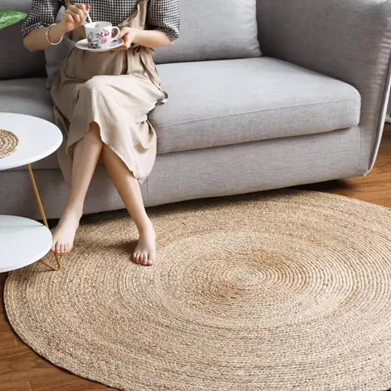 Tapis ronds en Fiber de plante naturelle, pour salon, chambre à coucher, décoration de maison, tapis