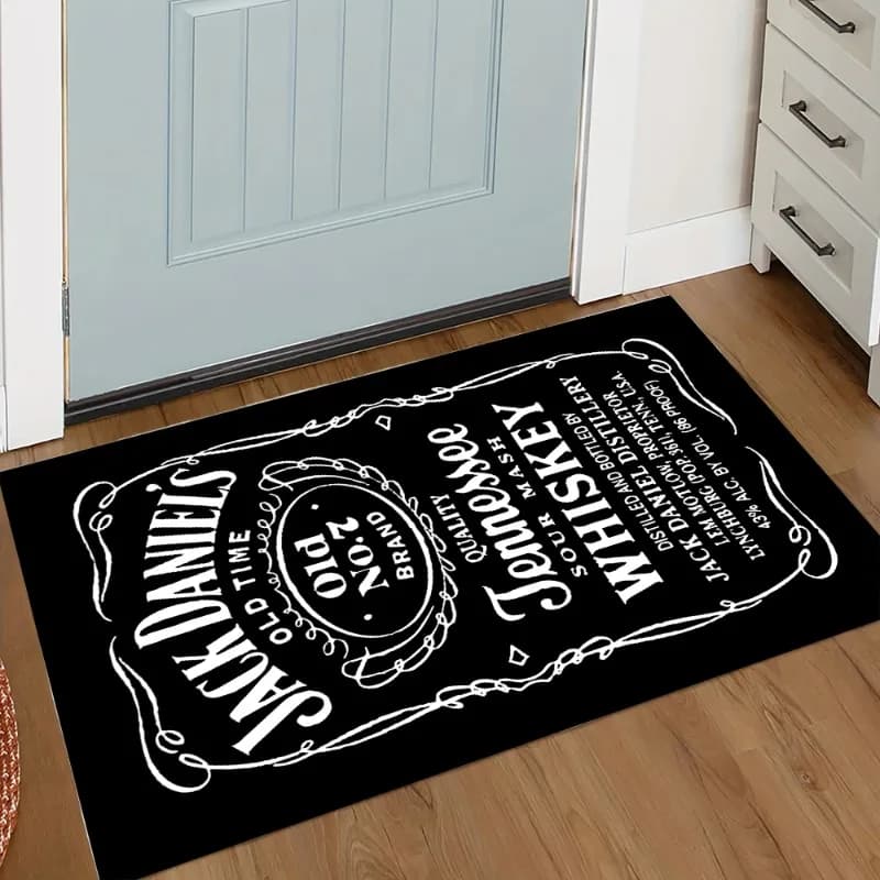 Tapis avec logo Fender – Tapis de guitare noir et blanc, paillasson décoratif pour salle de musique,