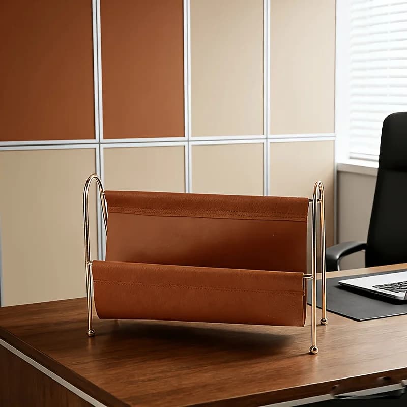 Organisateur de bureau moderne pour la maison, support de rangement de bureau en métal doré pour pet