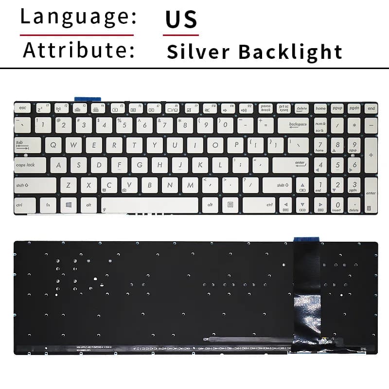 Clavier d'ordinateur portable américain et russe rétro-4.2, pour ASUS Ncape JV U500 Qcape L N56V N76